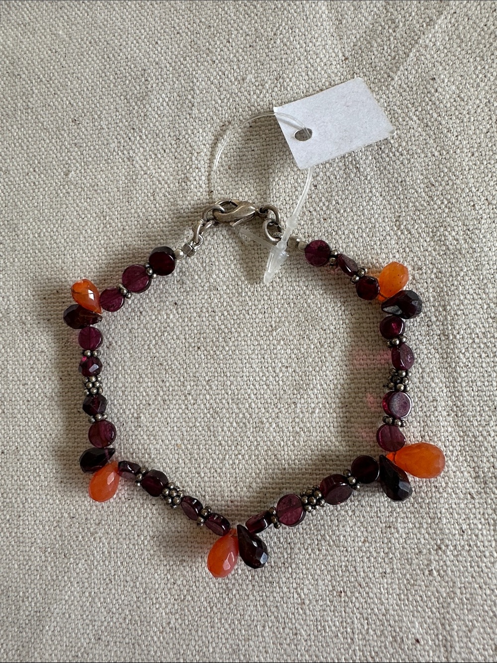 Garnet and Orange Teardrop Precious Gemstone Bracelet